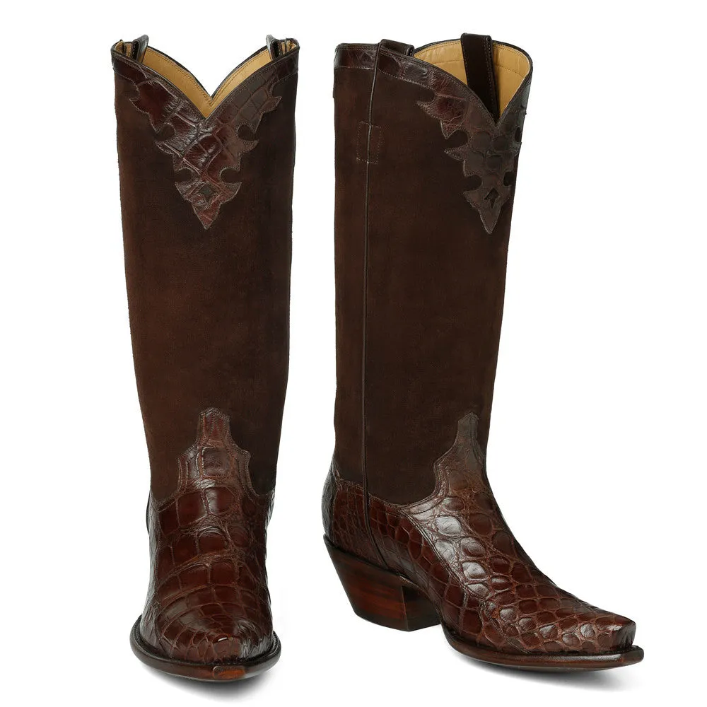 Fancy Crocodile with Nubuck 14" Brown