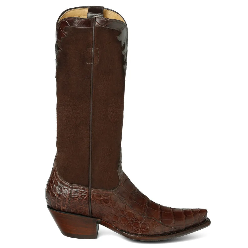 Fancy Crocodile with Nubuck 14" Brown