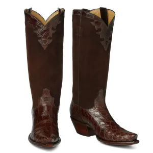 Fancy Crocodile with Nubuck 14" Brown