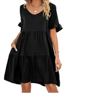 Feminine Flair Tiered V-Neck Dress