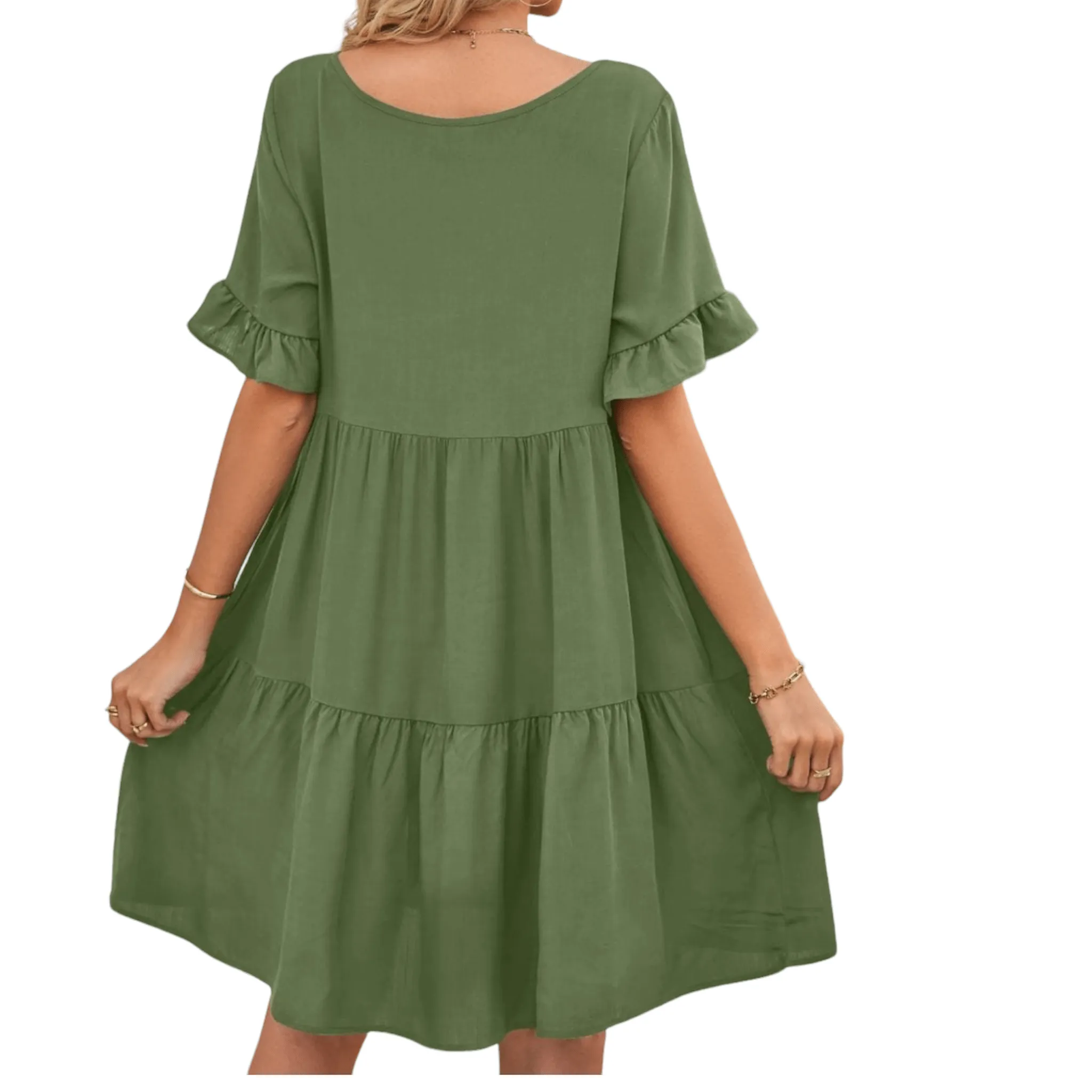 Feminine Flair Tiered V-Neck Dress
