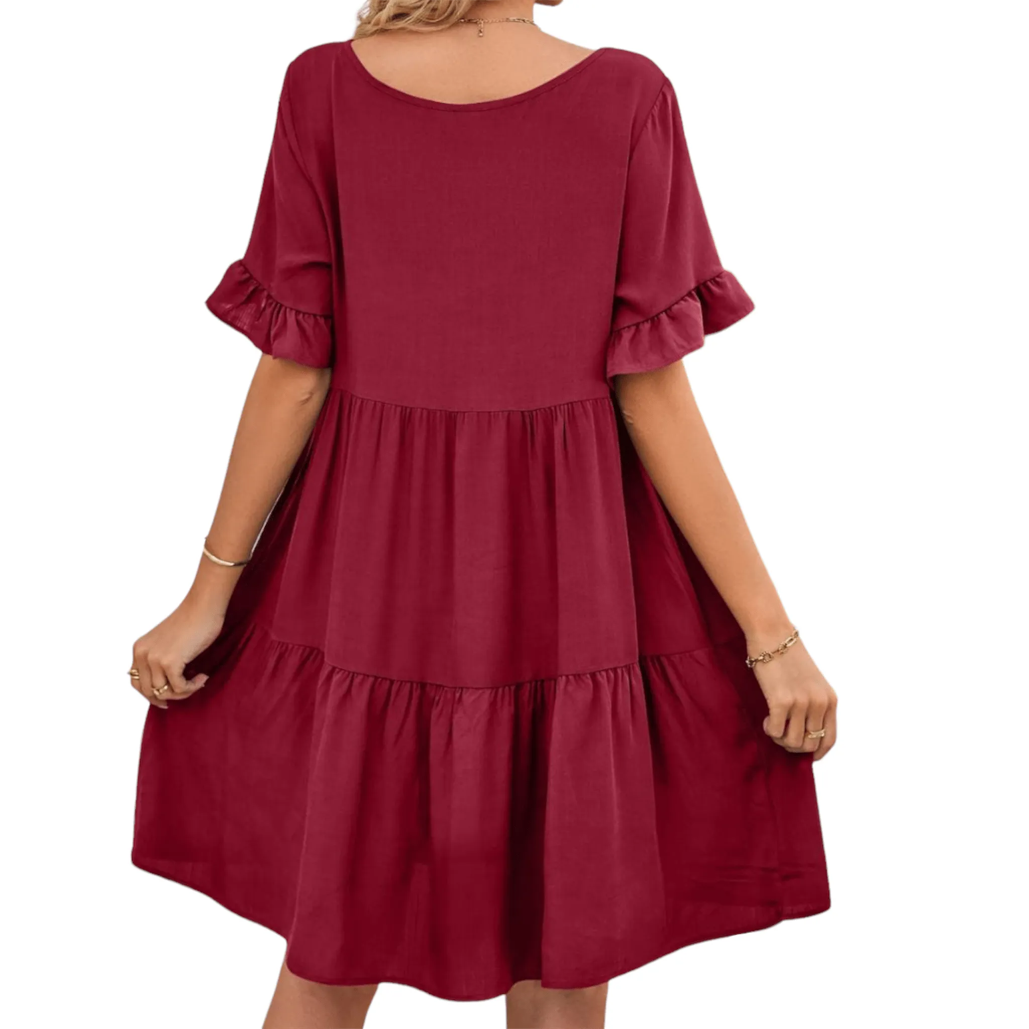Feminine Flair Tiered V-Neck Dress