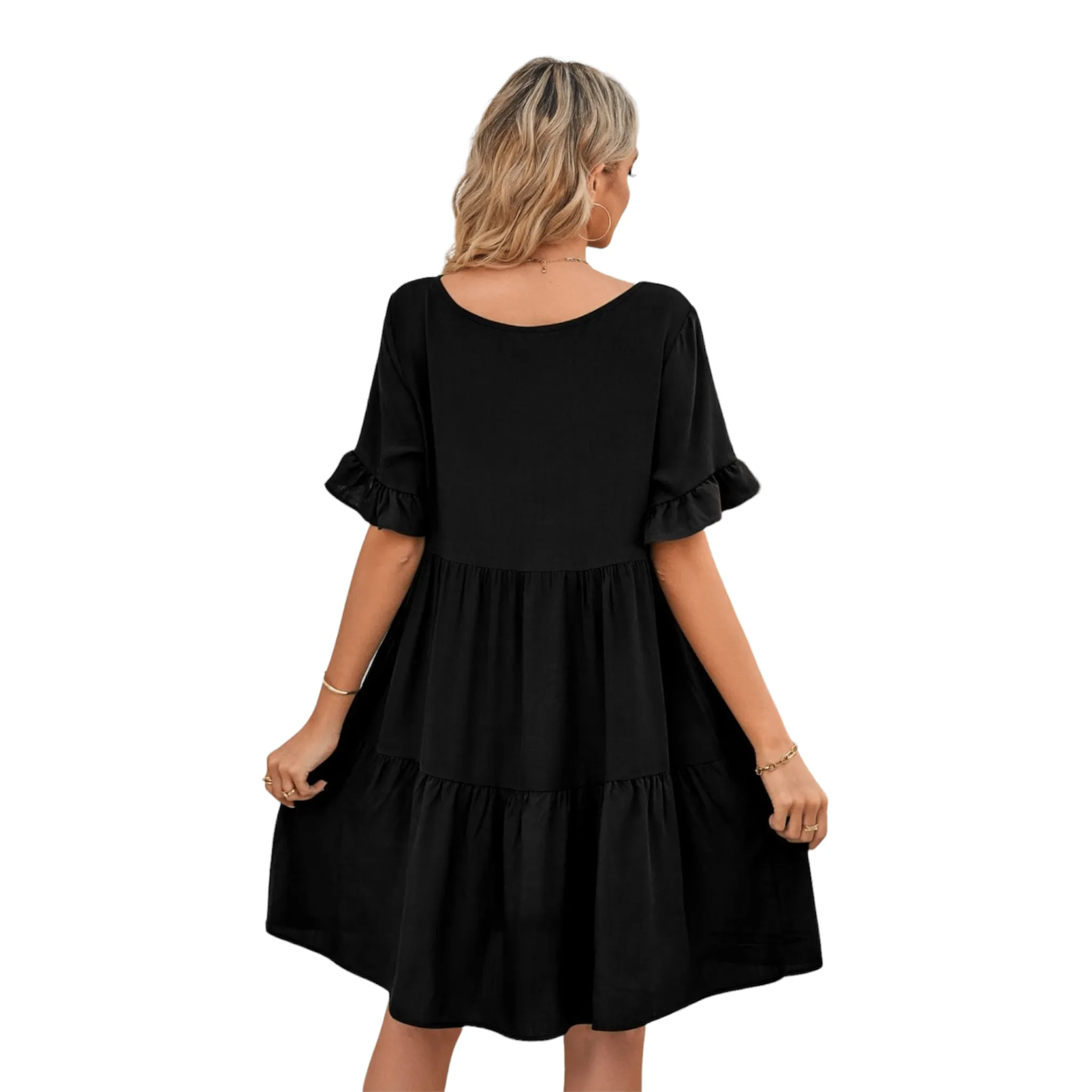 Feminine Flair Tiered V-Neck Dress