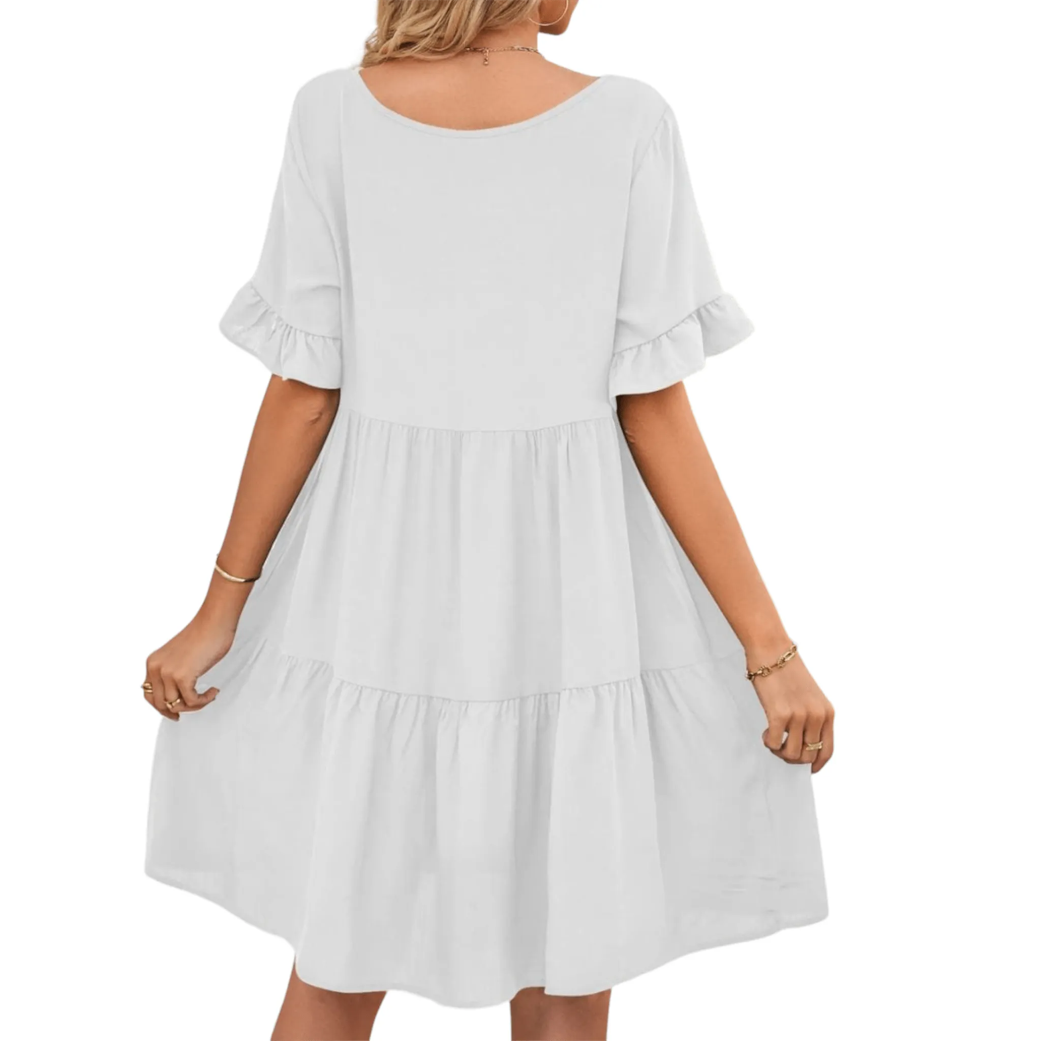 Feminine Flair Tiered V-Neck Dress