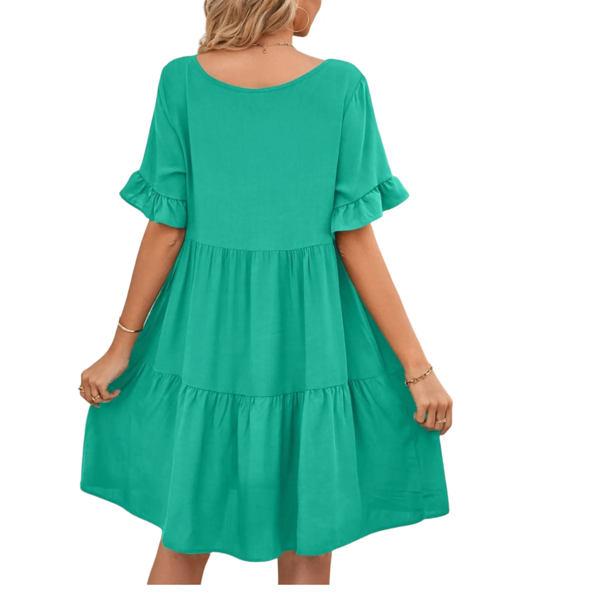 Feminine Flair Tiered V-Neck Dress
