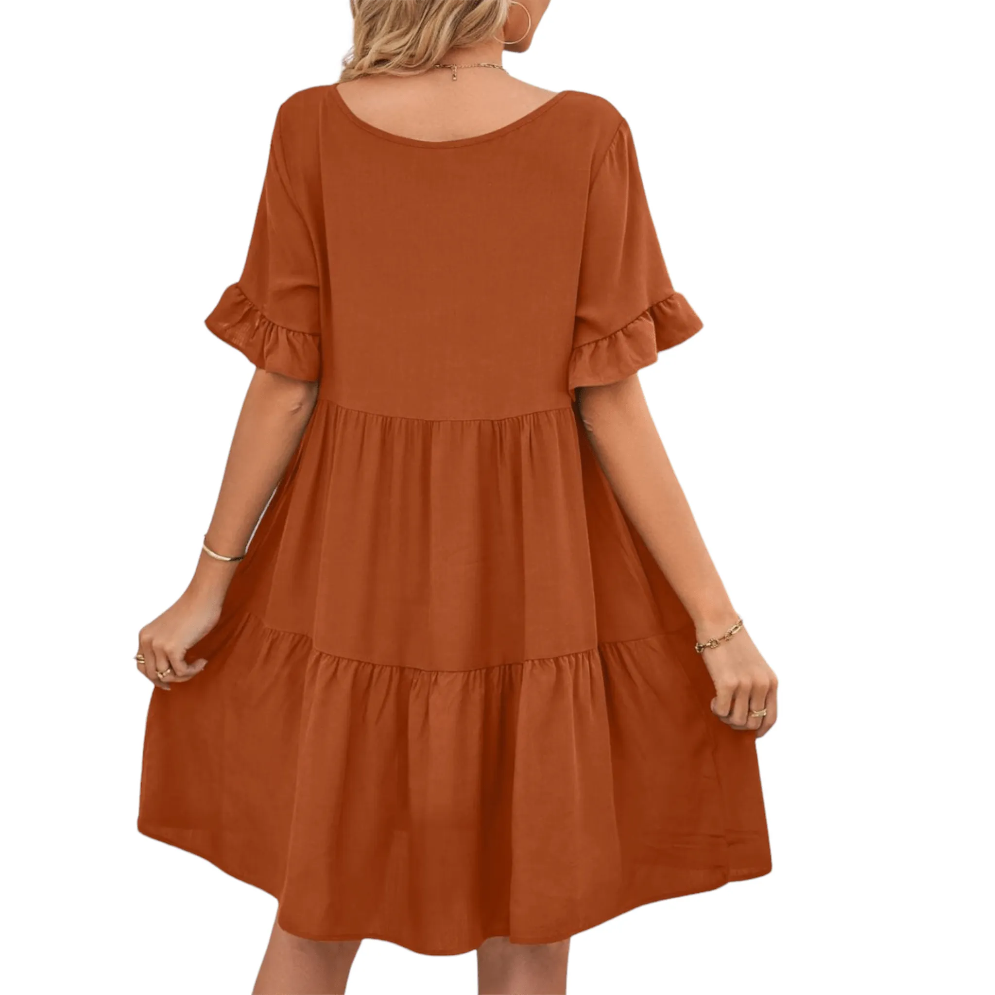 Feminine Flair Tiered V-Neck Dress