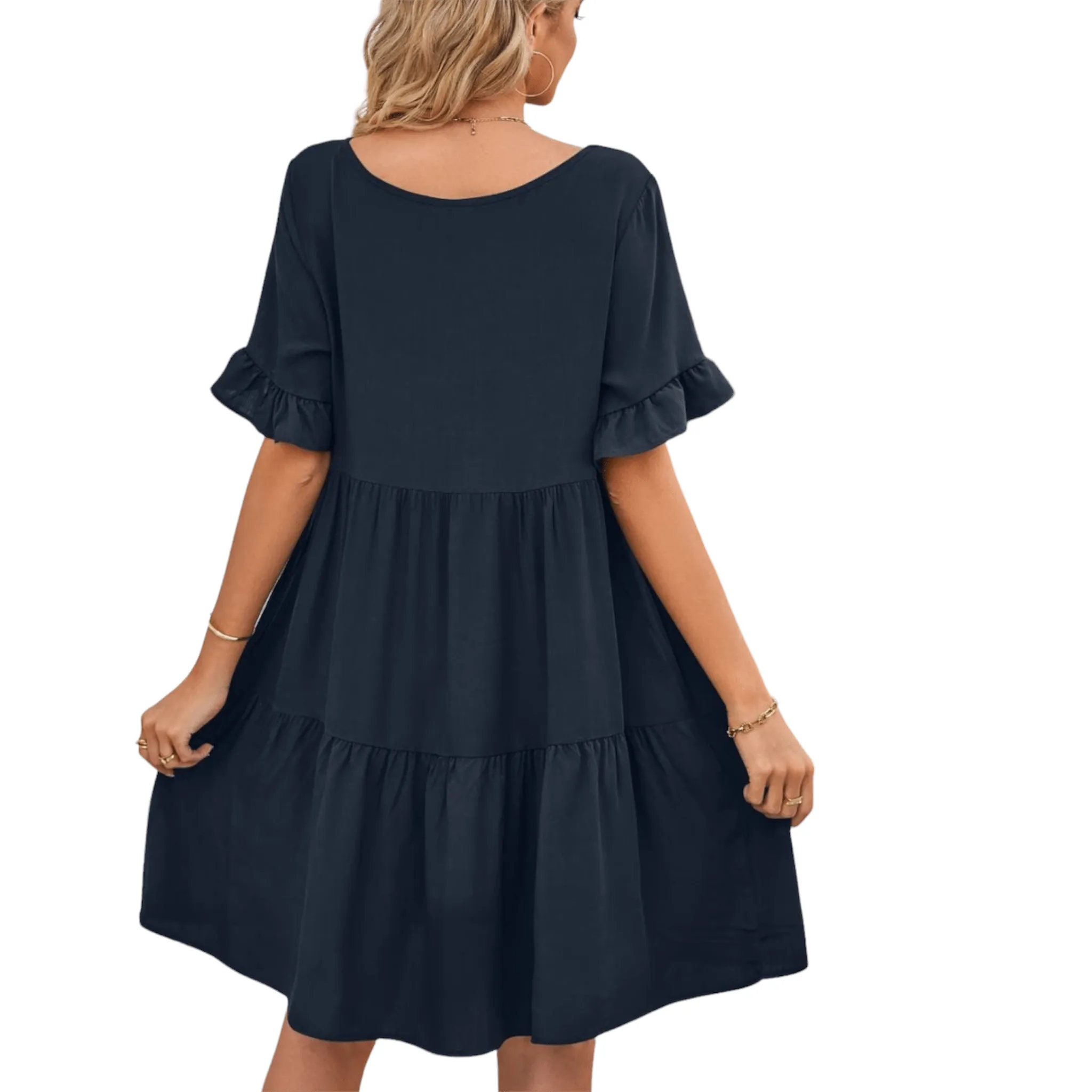 Feminine Flair Tiered V-Neck Dress