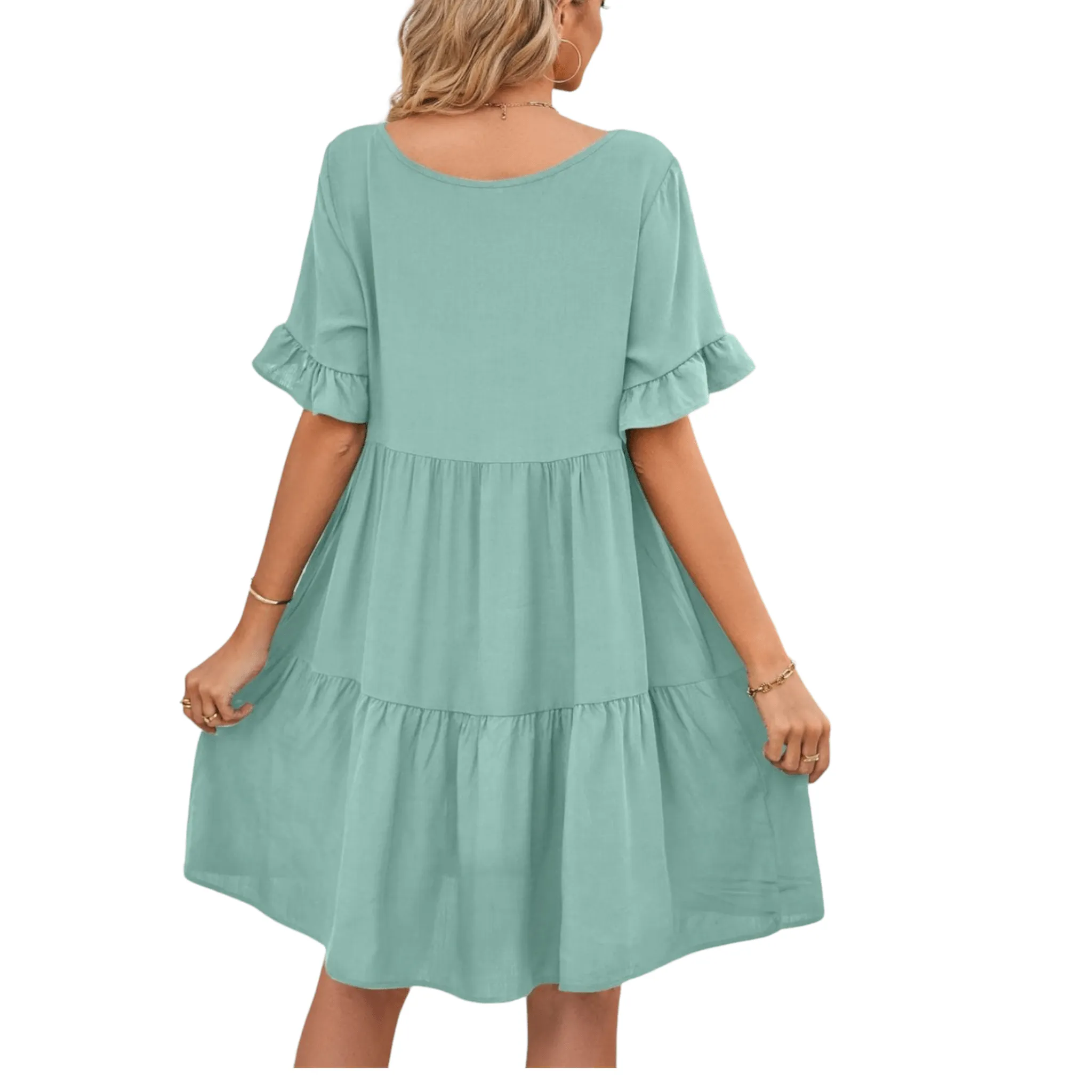 Feminine Flair Tiered V-Neck Dress