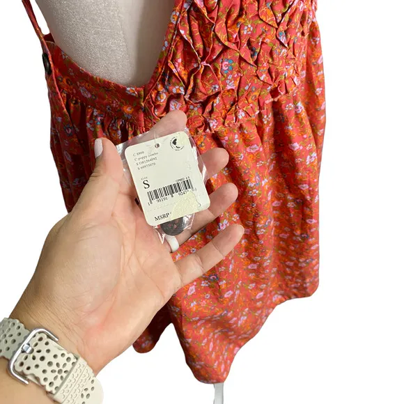 FREE PEOPLE Sz Small NWT Mini Dress Poppy Combo Smock Low Back Petunia $128