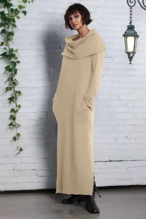 French Terry Long Cowl Dress