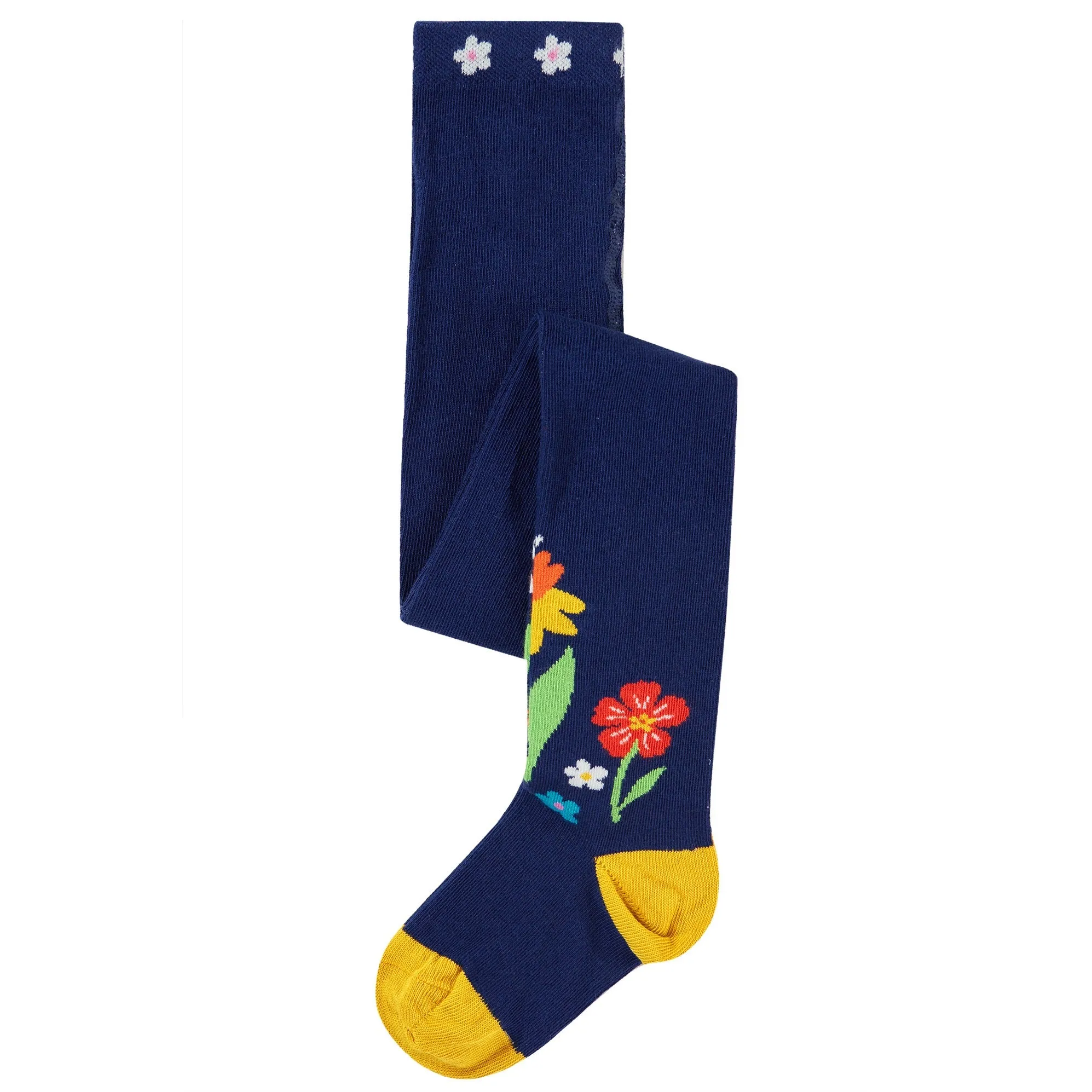 Frugi Little Norah Tights Nv1na Navy Flowers