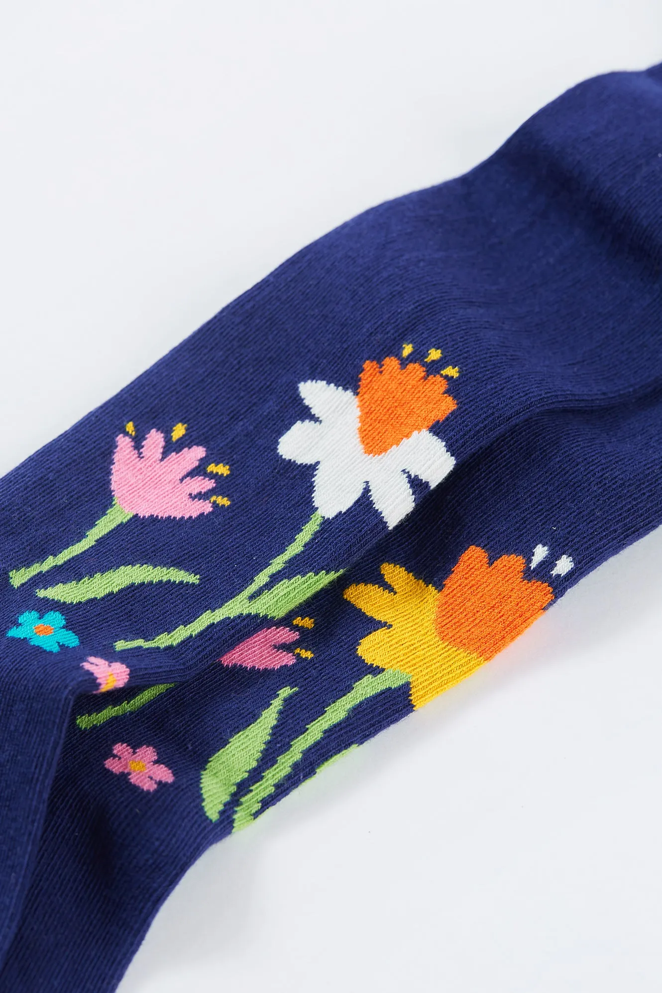 Frugi Little Norah Tights Nv1na Navy Flowers