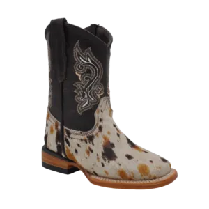 Gavel Kid's Cow Hair White and Black Boot