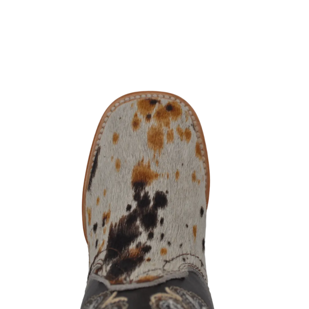 Gavel Kid's Cow Hair White and Black Boot
