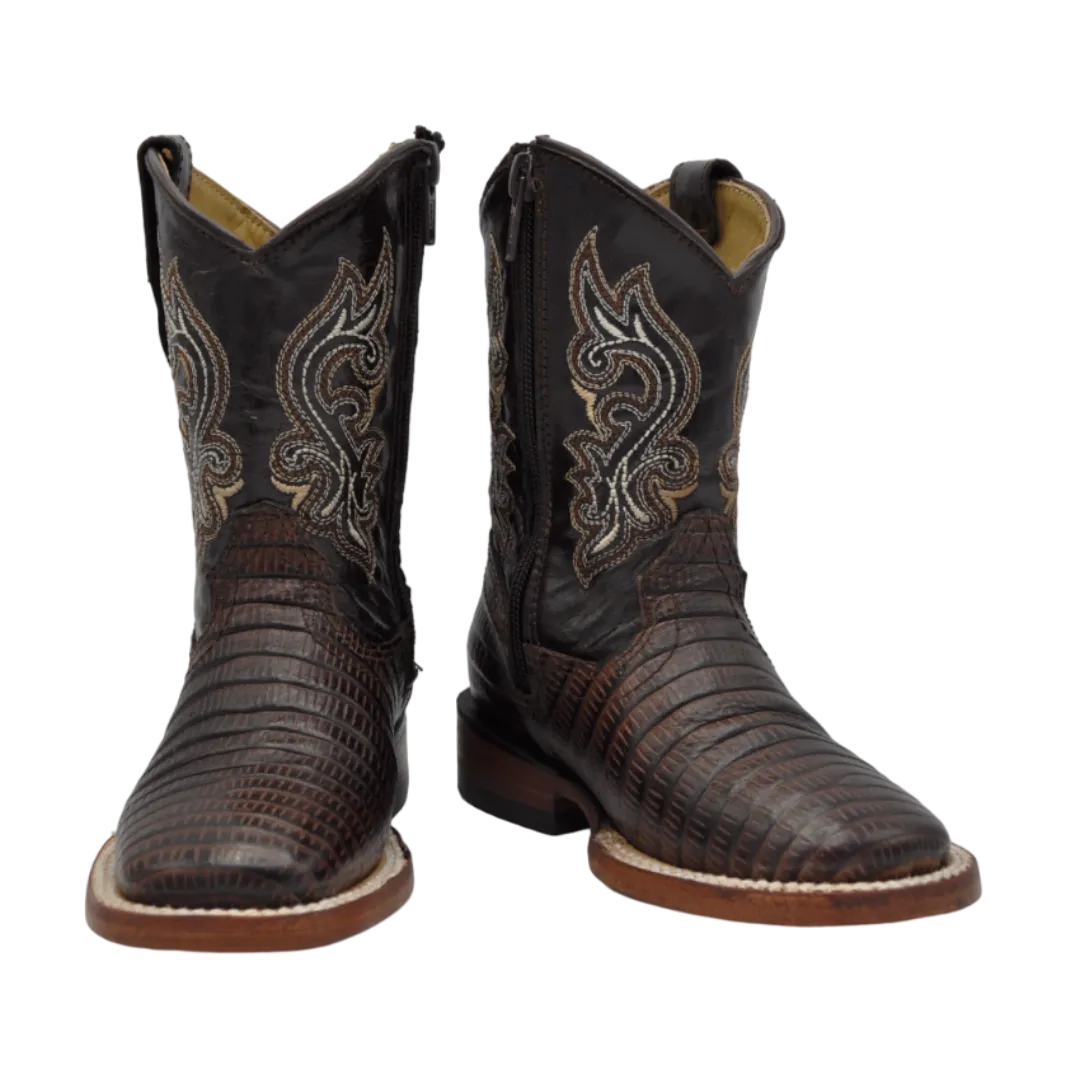 Gavel Kid's Lizard Print Brown Boot
