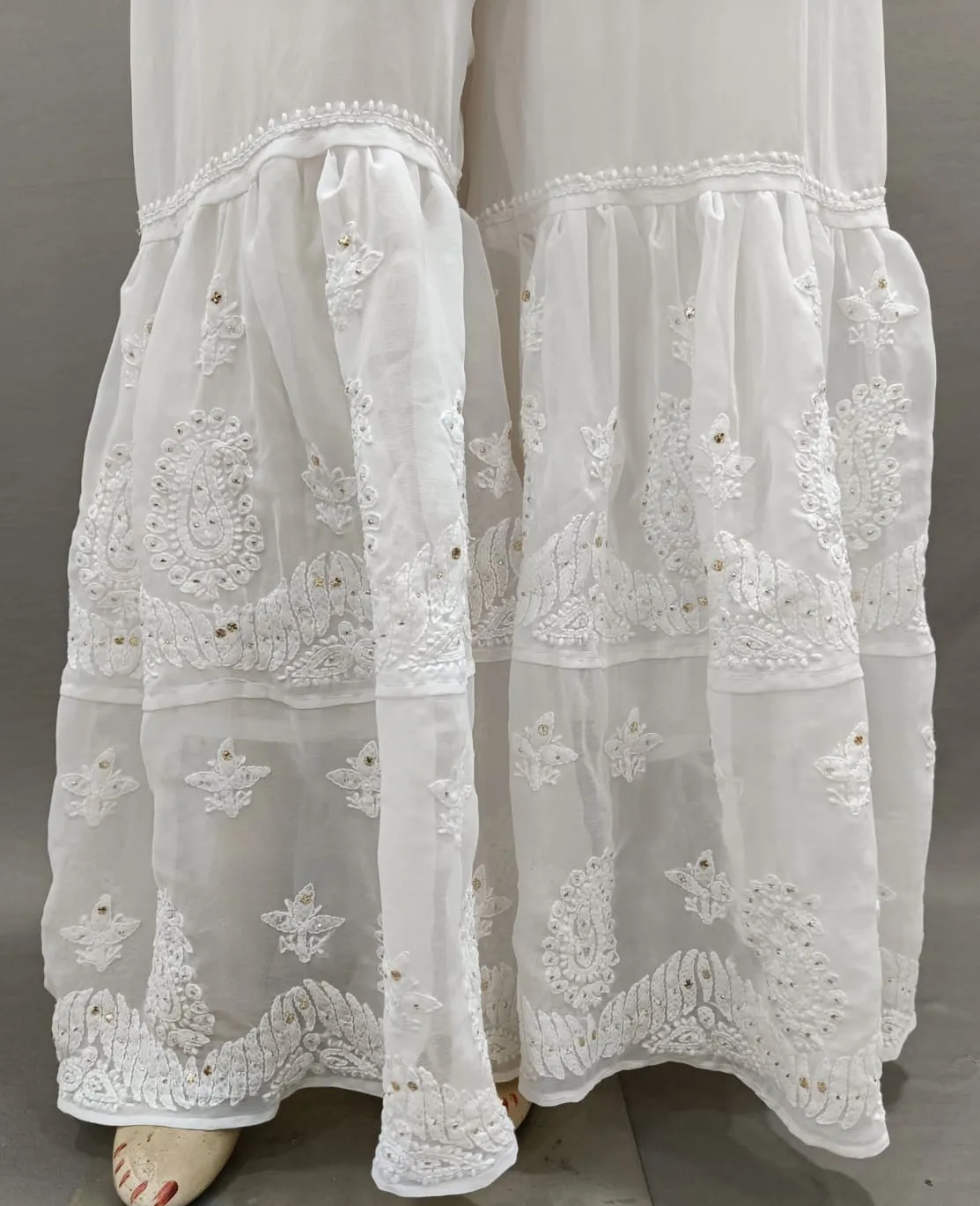 Georgette Sharara pure white with gota patti work