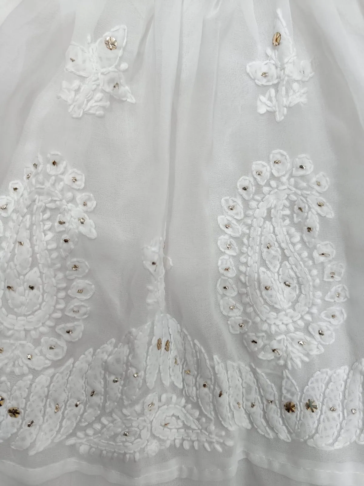 Georgette Sharara pure white with gota patti work