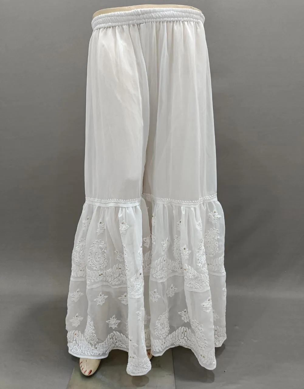 Georgette Sharara pure white with gota patti work