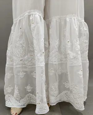 Georgette Sharara pure white with gota patti work