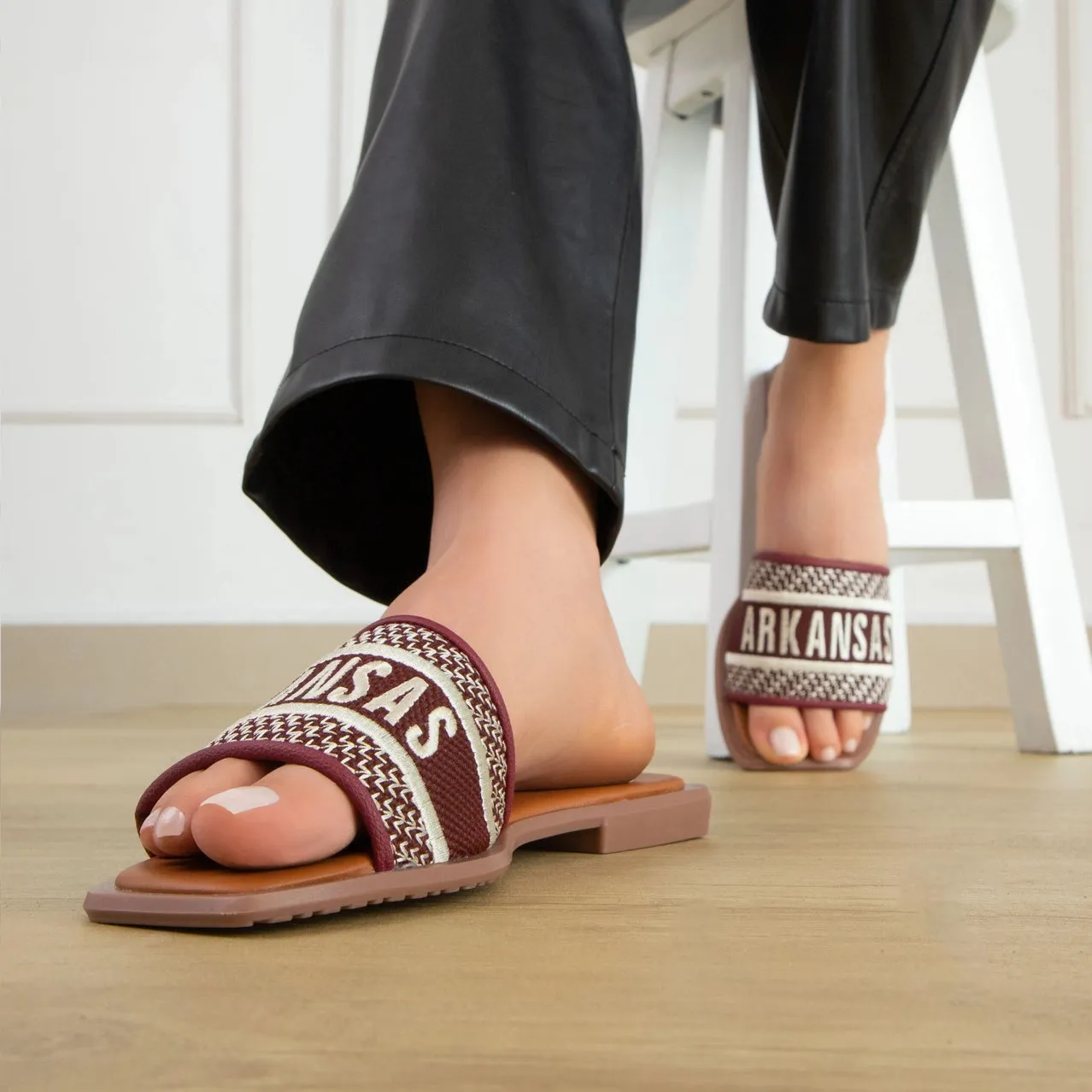 Go Arkansas Embroidered Sandals