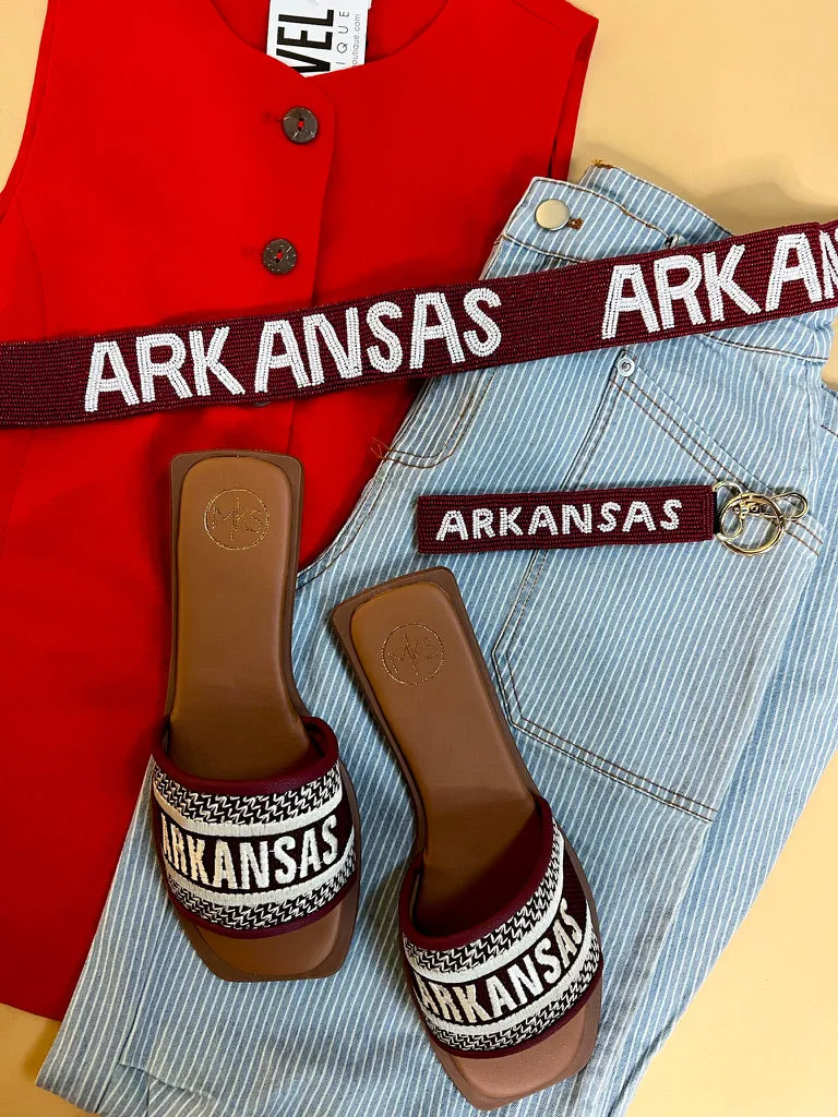 Go Arkansas Embroidered Sandals