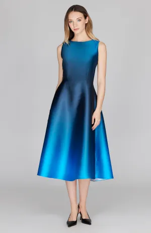 Gradient Print Sleeveless Fit & Flare Dress