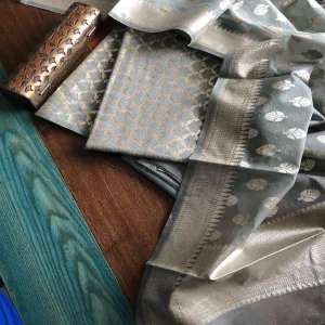 Grey Banarasi Salwar Suit