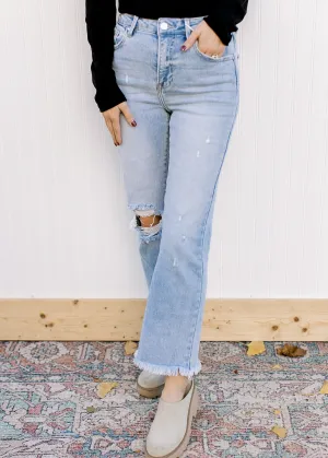 Hi Rise Crop Boot Cut Fray Jean