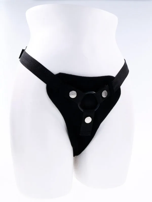 Hidden Pocket Strap on With Remote Control  Vibrator - Black