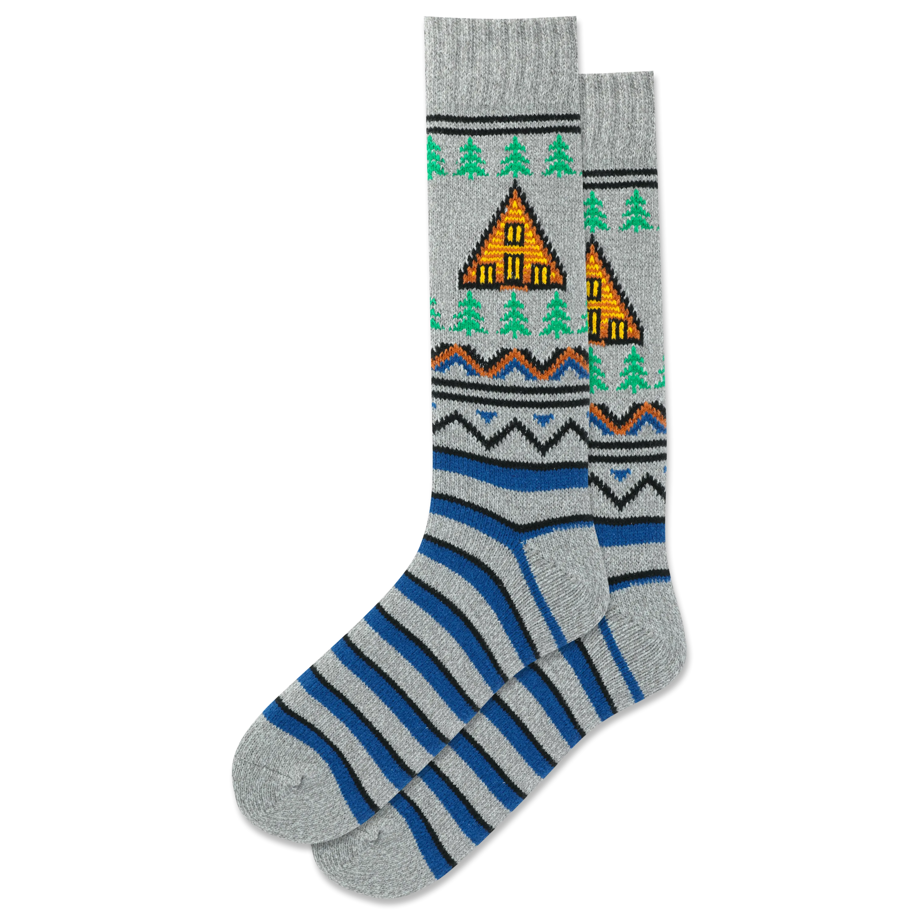 HOTSOX Men's Cabin Fair Isle Boot Crew Sock