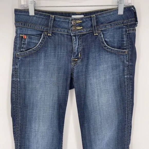 Hudson Beth Mid-rise Baby Boot Jeans Elm Frayed Hem Medium Wash 27 Flap Pocket