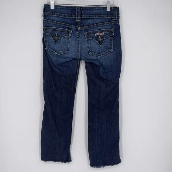 Hudson Beth Mid-rise Baby Boot Jeans Elm Frayed Hem Medium Wash 27 Flap Pocket
