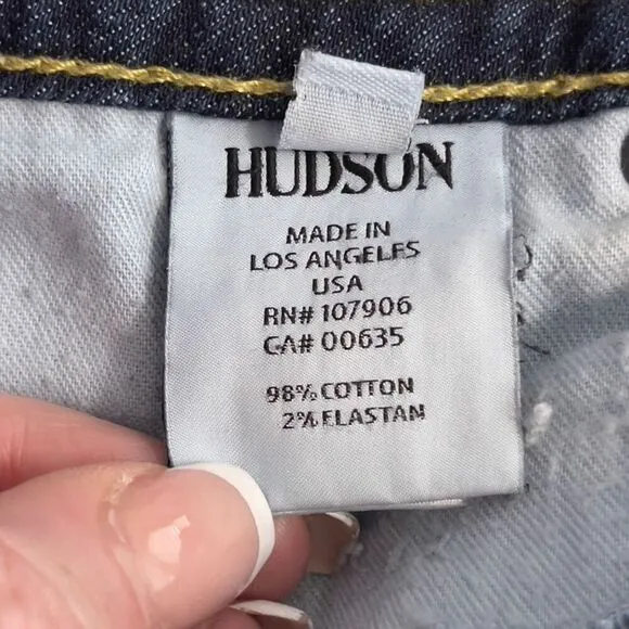Hudson Beth Mid-rise Baby Boot Jeans Elm Frayed Hem Medium Wash 27 Flap Pocket
