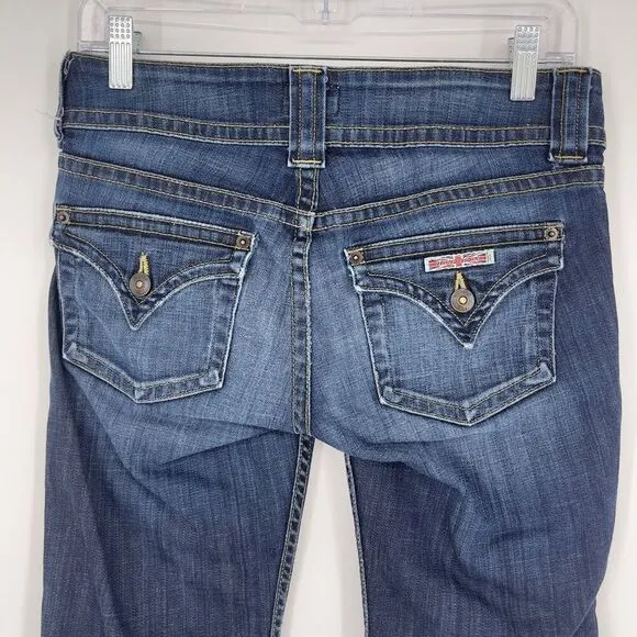 Hudson Beth Mid-rise Baby Boot Jeans Elm Frayed Hem Medium Wash 27 Flap Pocket
