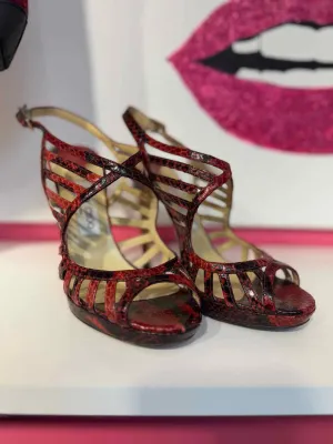 Jimmy Choo Size 39.5 Red Print Pre-Owned Shoes- Ladies