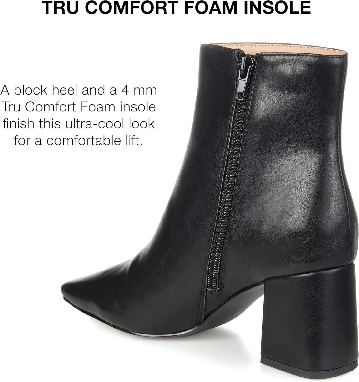 Journee Collection Womens Haylinn Bootie with Square Toe and Block Heel Black 9M
