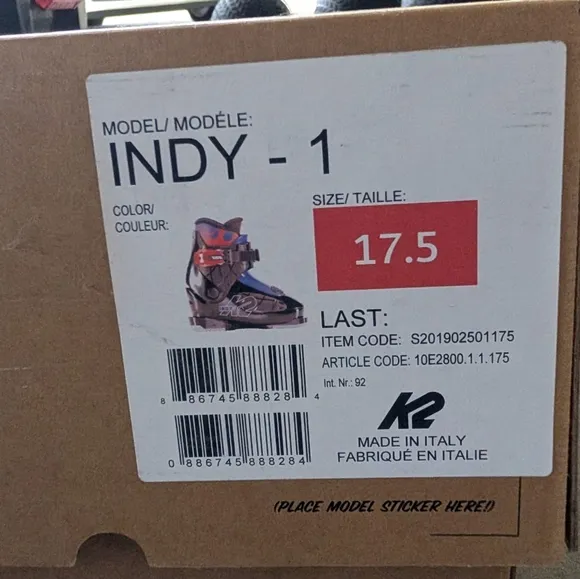 K2 INDY 1 YOUTH SKI BOOT 17.5