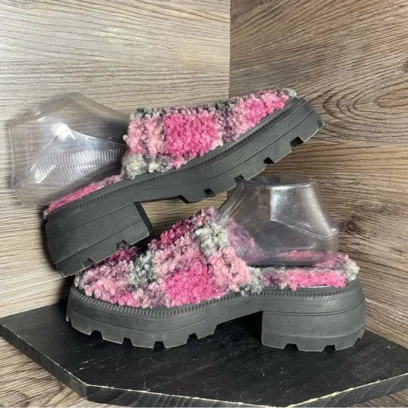 Katy perry high mules pink black plaid