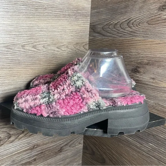 Katy perry high mules pink black plaid