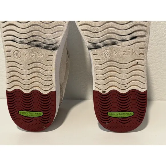 KIZIK Prague Casual Sneakers Shoes Mens Sz 7.5 Women Sz 9 Wide Cream Red Knit