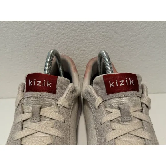 KIZIK Prague Casual Sneakers Shoes Mens Sz 7.5 Women Sz 9 Wide Cream Red Knit