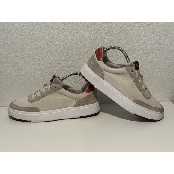 KIZIK Prague Casual Sneakers Shoes Mens Sz 7.5 Women Sz 9 Wide Cream Red Knit