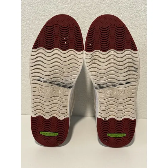 KIZIK Prague Casual Sneakers Shoes Mens Sz 7.5 Women Sz 9 Wide Cream Red Knit