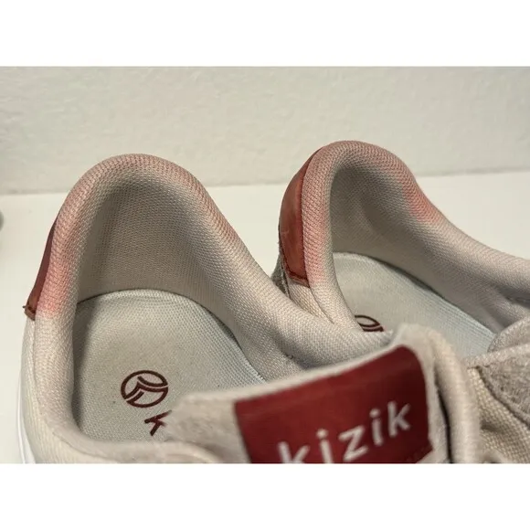 KIZIK Prague Casual Sneakers Shoes Mens Sz 7.5 Women Sz 9 Wide Cream Red Knit