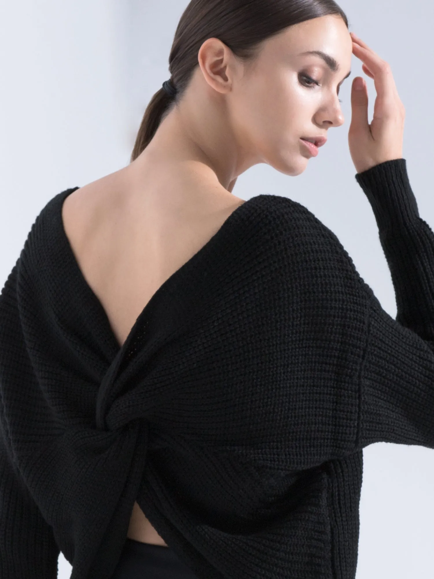 KNOTTED OPEN BACK SWEATER