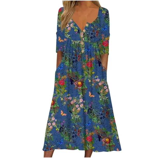 Kyla | Butterfly Print Long Dress
