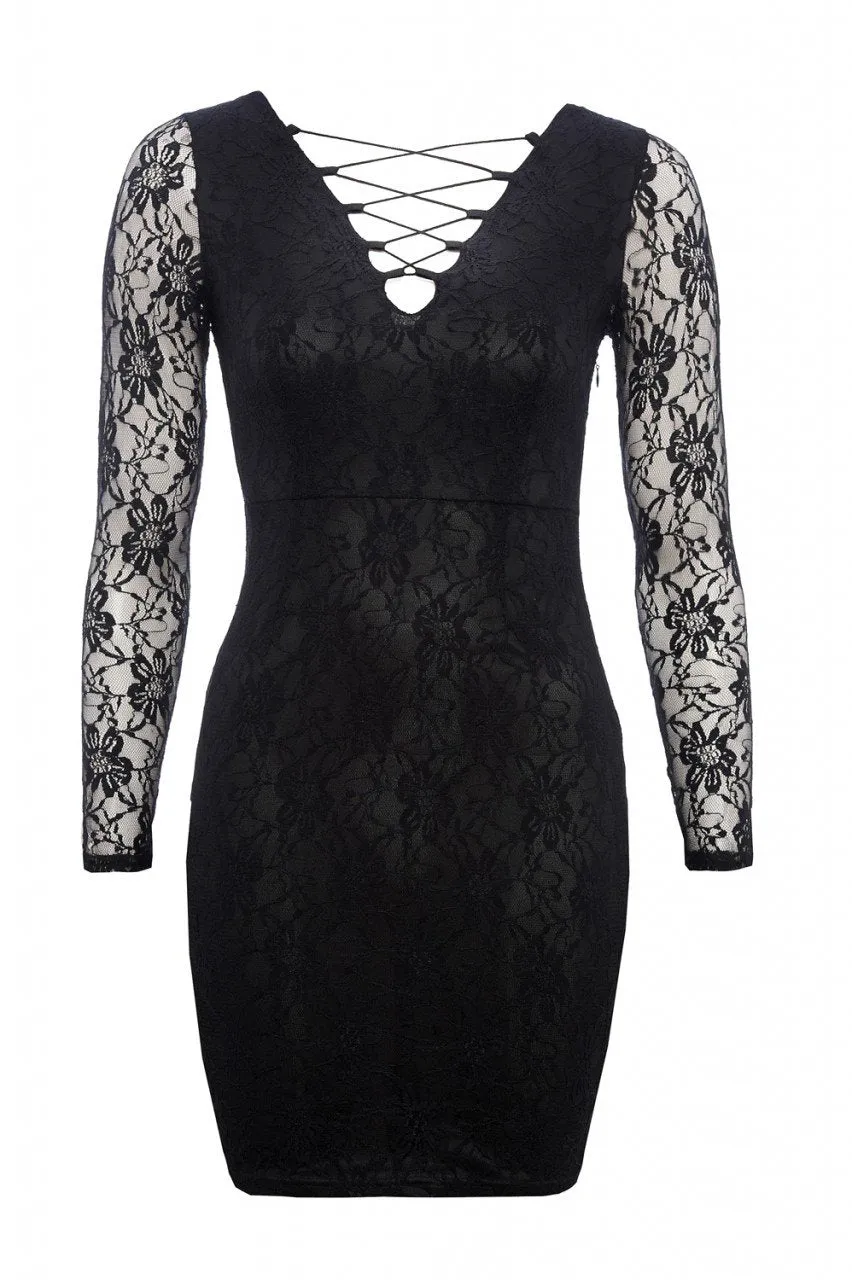 Lace Up Front Bodycon Dress