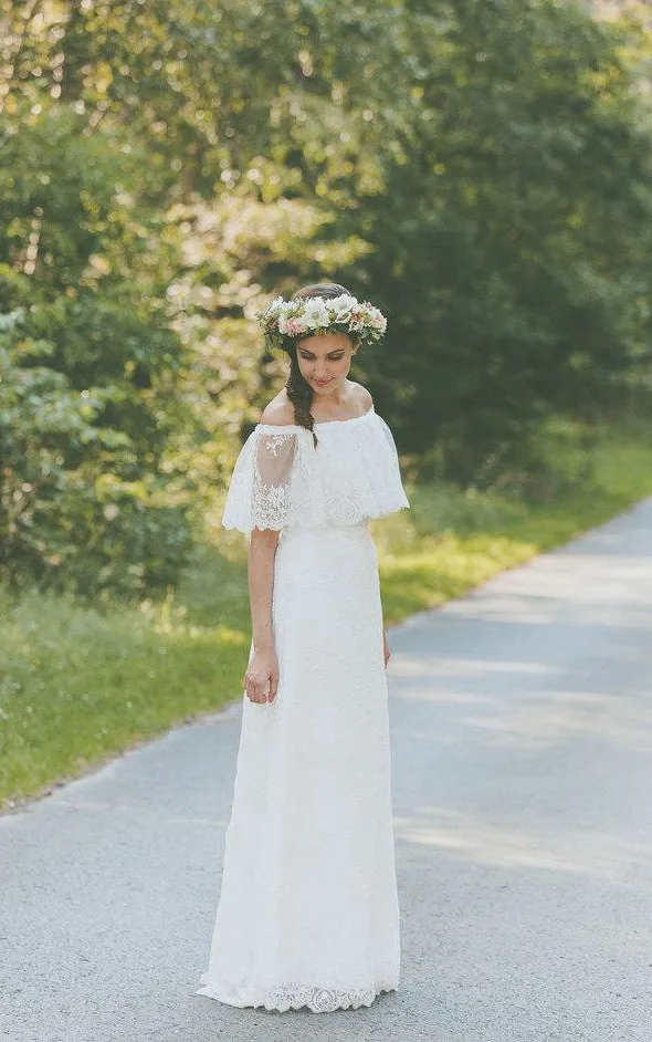Lace Vintage Boho Light Lace Wedding Dress-712195