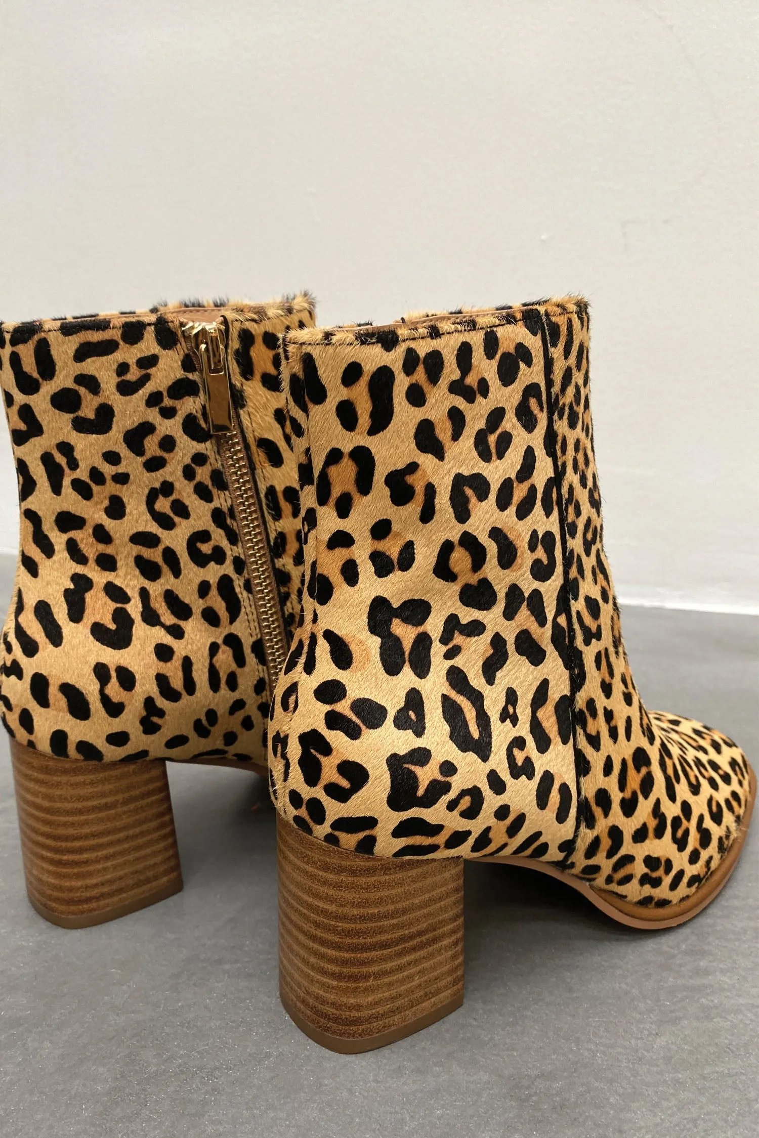 Leather Leopard Short Boot