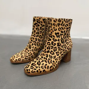 Leather Leopard Short Boot